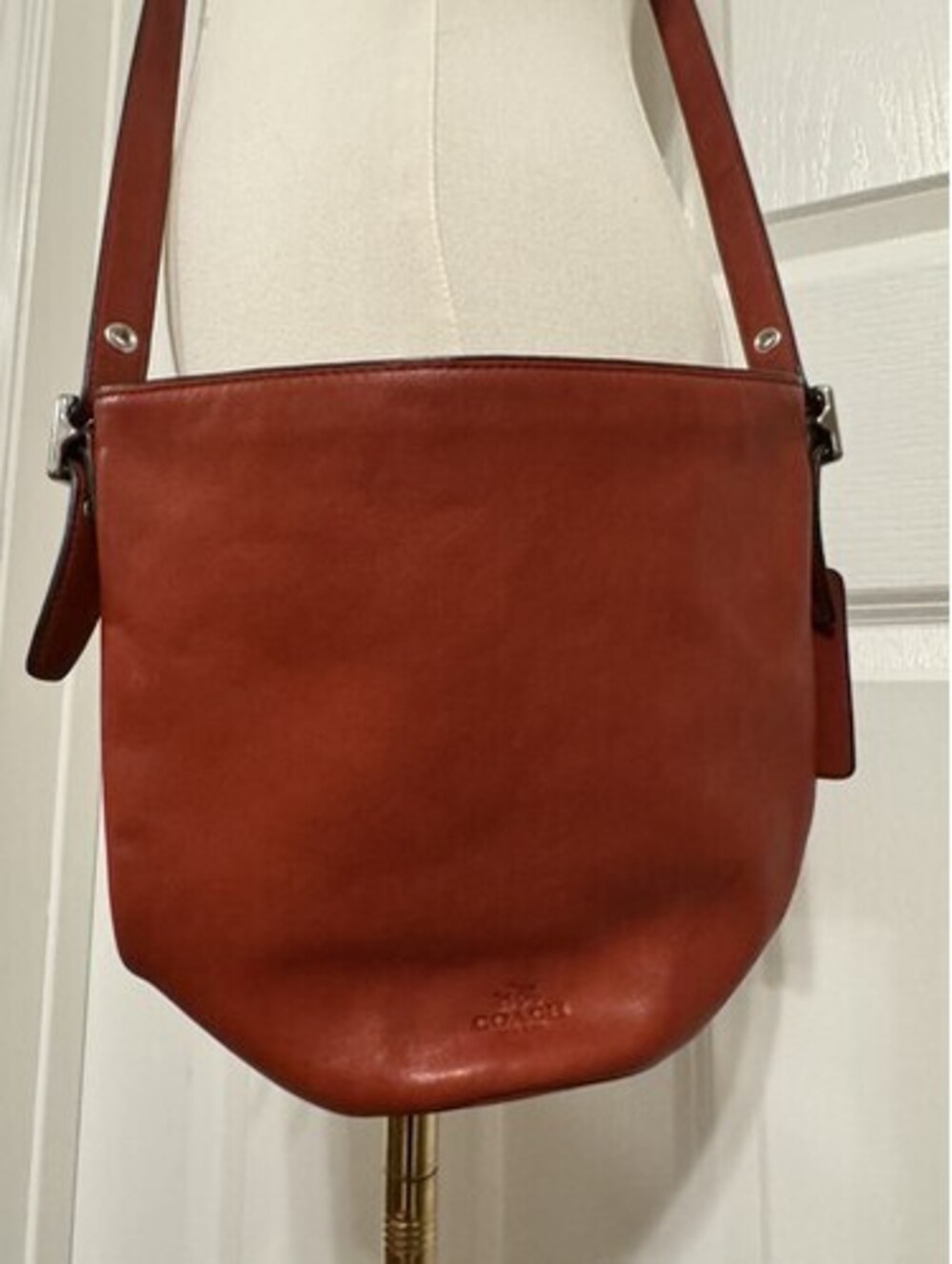 Brick Red Leather Coach Cross Body Purse, Good Condition Approx 10 in W & 9 in H